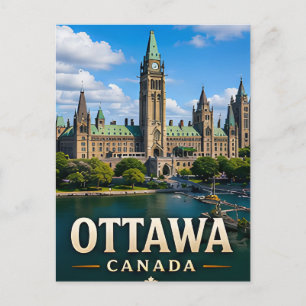 Cartão Postal Colina do Parlamento de Ottawa e Patrimônio Canade