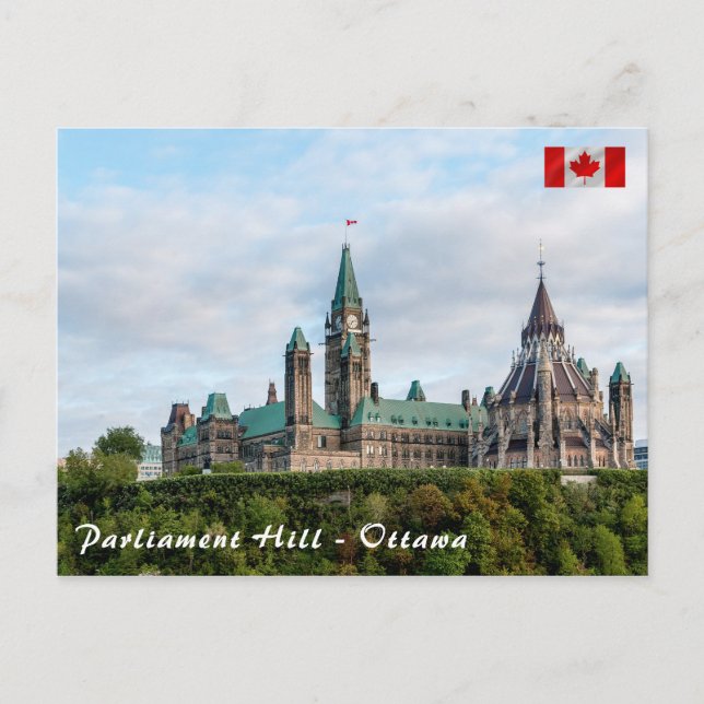 Cartão Postal Colina do Parlamento em Otava - Ontário, Canadá (Frente)