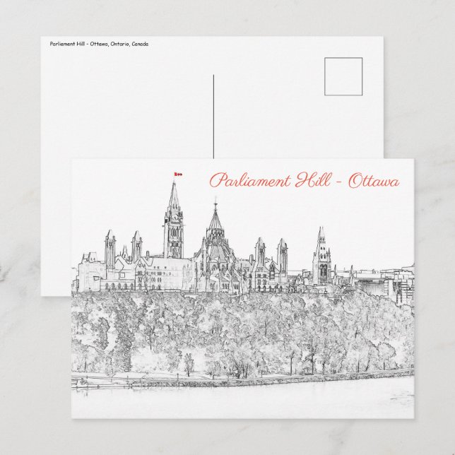 Cartão Postal Colina do Parlamento em Otava - Ontário, Canadá (Frente/Verso)