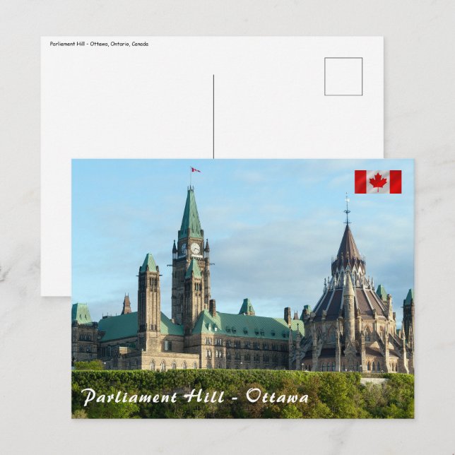 Cartão Postal Colina do Parlamento em Otava - Ontário, Canadá (Frente/Verso)