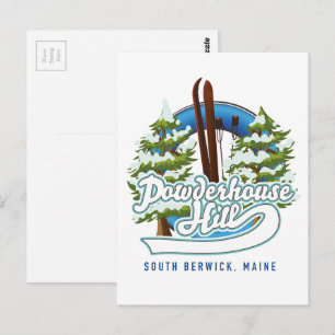 Cartão Postal colina powderhouse south berwick maine esqui logot