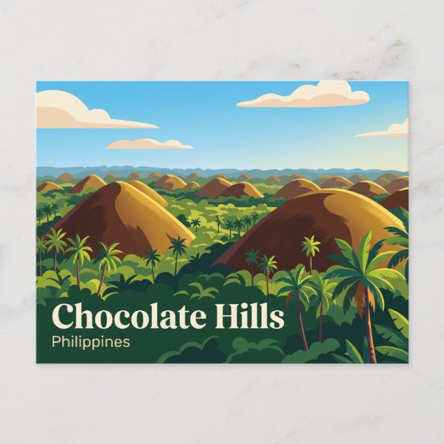 Cartão Postal Colinas de Chocolate Filipinas (Frente)