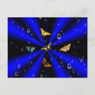 Cartão Postal Colírio e borboleta a preto e azul