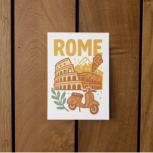 Cartão Postal Coliseu Desenhado à Mão Minimalista Roma Itália