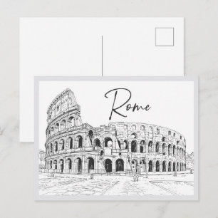 Cartão Postal Coliseu desenhado à mão Roma Itália Marco