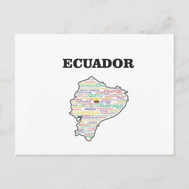CARTÃO POSTAL COLLAGEM DE PALAVRAS EQUADOR (Frente)