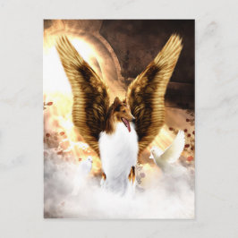Cartão Postal Collie Angel alada no céu do cão