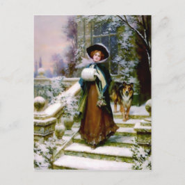 Cartão Postal Collie Dog Victorian Hand Muff
