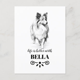 Cartão Postal Collie Life é melhor com o nome personalizado do c