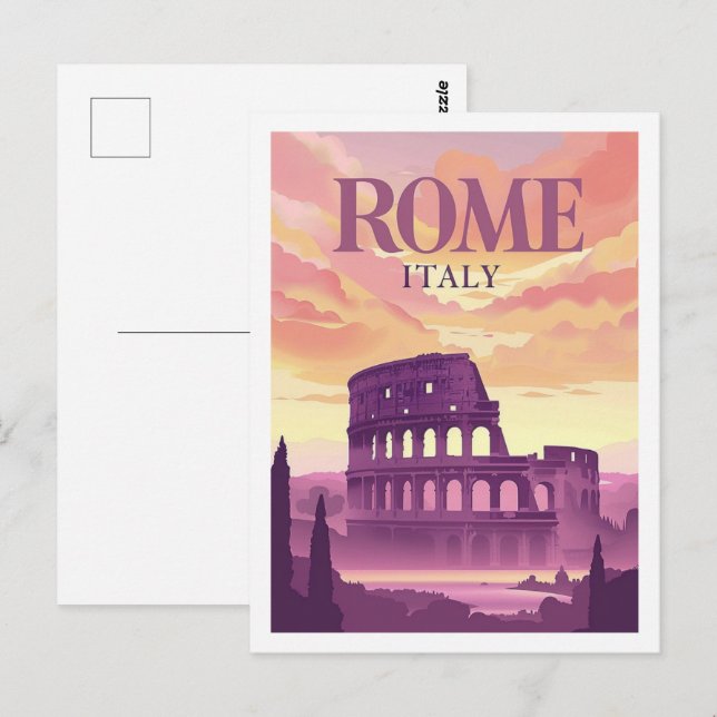 Cartão Postal Colloseum Roma Itália Vintage Familiar Viagem (Frente/Verso)