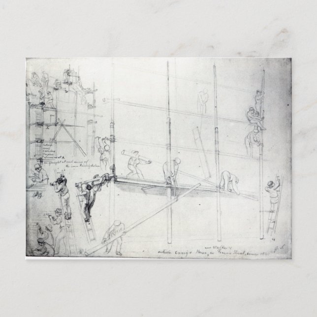 Cartão Postal Colocando andaimes fora da casa de Craig (Frente)