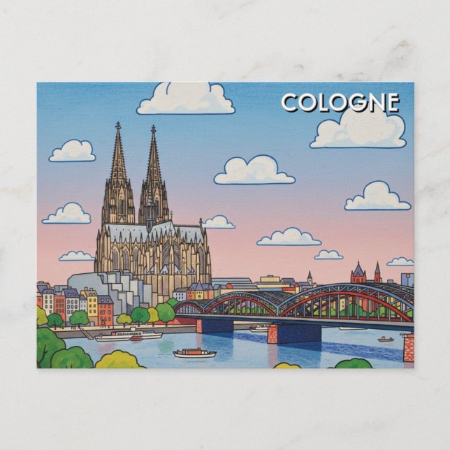 Cartão Postal Cologne Cathedral Germany Night Travel (Frente)