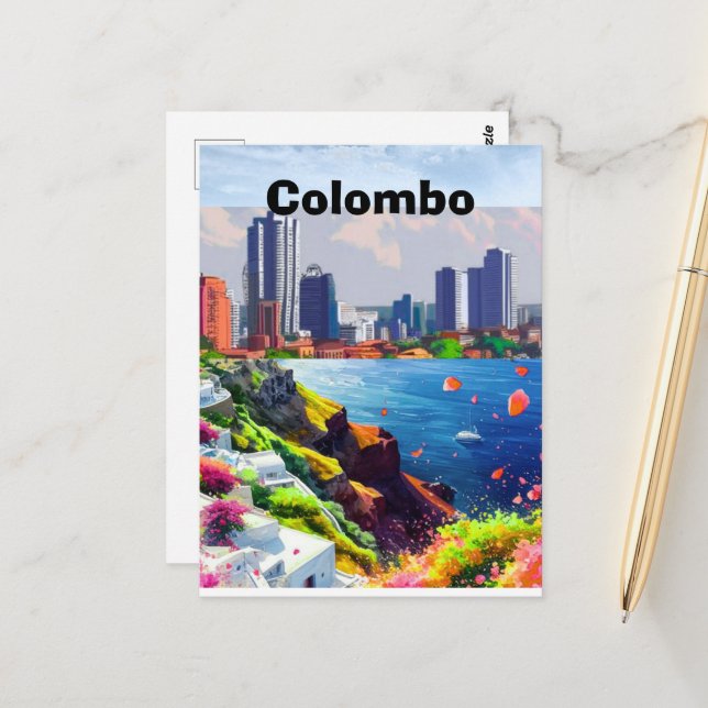 Cartão Postal Colombo Travel Printable Poster - Sri Lanka Travel (Frente/Verso In Situ)