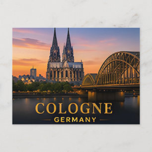 Cartão Postal Colônia Alemanha Destino de Viagem Icônico Reno