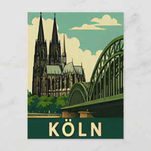 Cartão Postal 🌉 COLÔNIA — Catedral & Ponte sobre o Rio Reno
