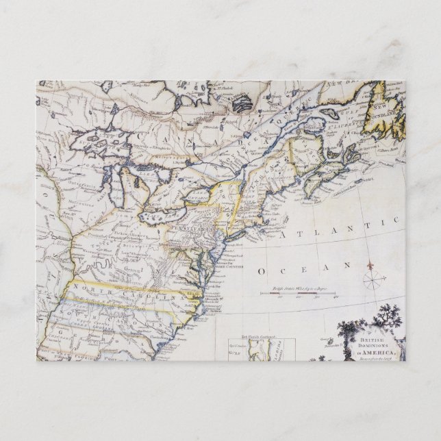 Cartão Postal COLONIAL AMERICA: MAP, c1770 (Frente)