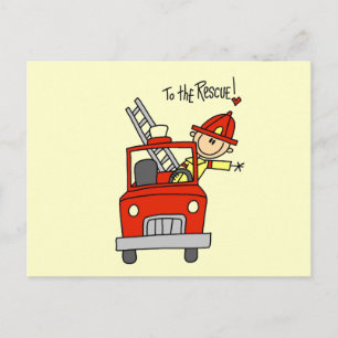 Cartão Postal Coloque o Bombeiro Figura no Emergente