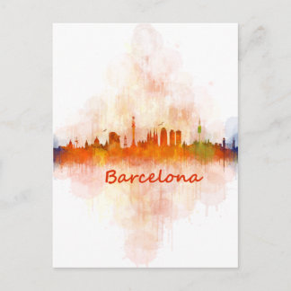 Cartão Postal Coloração aquática de Barcelona Skyline v04
