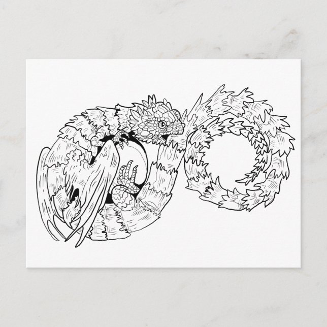 Cartão Postal Coloração do Dragão de Eternidade Ourboros (Frente)