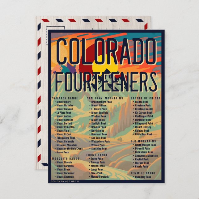 Cartão Postal Colorado 14ers Fourteeners Mountain Escalbing (Frente/Verso)