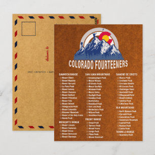 Cartão Postal Colorado 14ers Fourteeners Vintage Mountain Climb