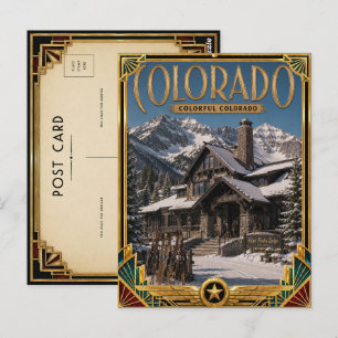 Cartão Postal Colorado Arte Deco Vintage Era de Ouro