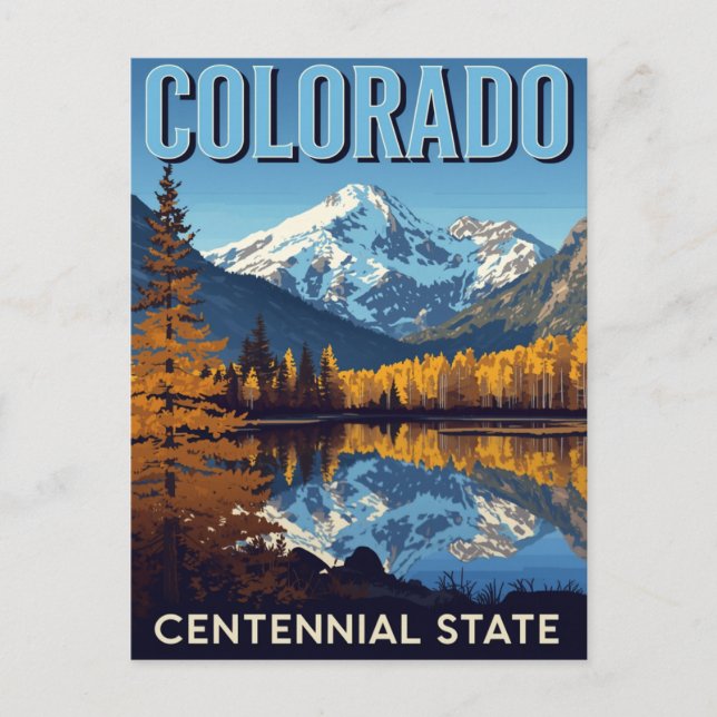 Cartão Postal Colorado Centennial State Mountain Lake (Frente)