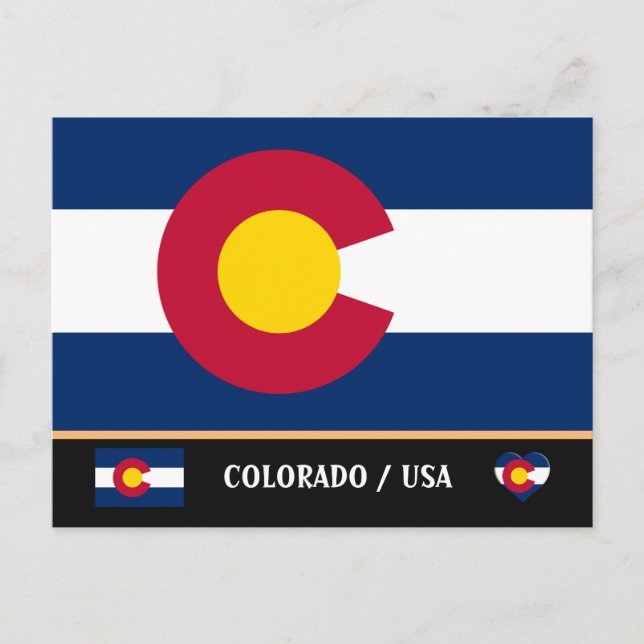 Cartão Postal Colorado Flag & Colorado State USA/America (Frente)