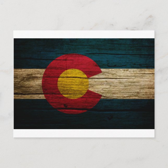 Cartão Postal Colorado Flag Rustic Old Wood (Frente)