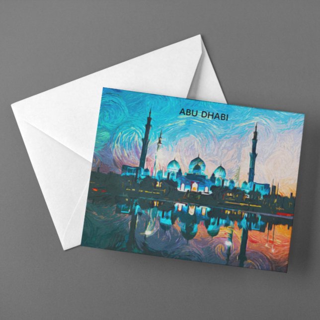 Cartão Postal Colorful Abu Dhabi UAE Oil Paint (Colorful Abu Dhabi UAE Oil Paint Postcard)