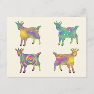 Cartão Postal Colorful Artsy Goats em Design