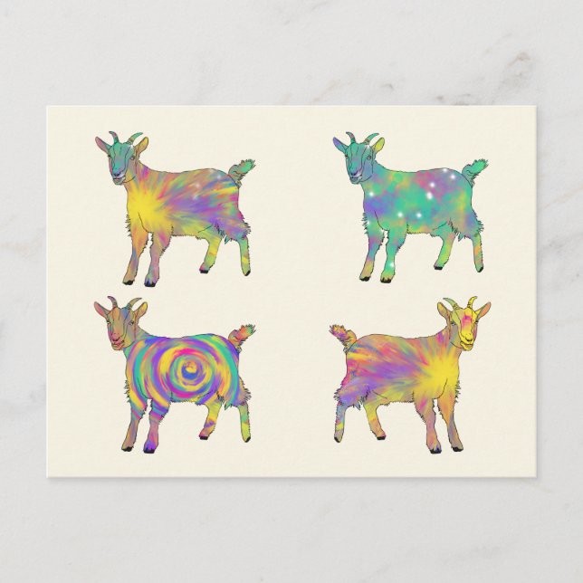 Cartão Postal Colorful Artsy Goats em Design (Frente)