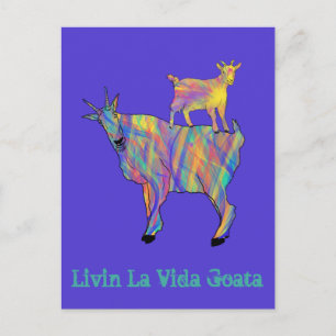 Cartão Postal Colorful Artsy Goats em Design