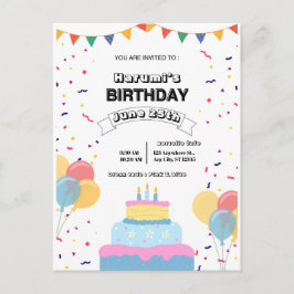 Cartão Postal Colorful Birthday Party Invitation