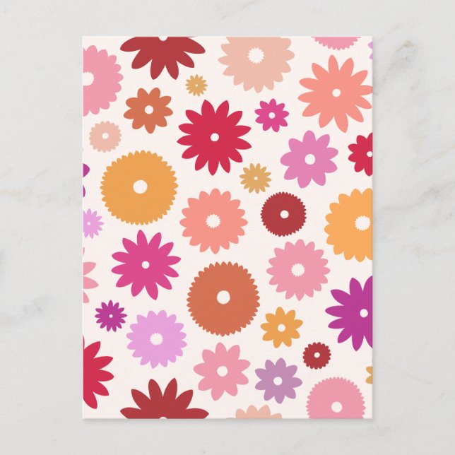 Cartão Postal Colorful Blooms Pattern (Frente)