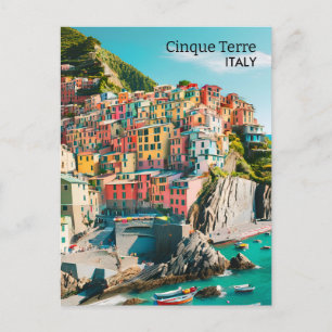 Cartão Postal Colorful Cinque Terre, Itália - Foto personalizáve