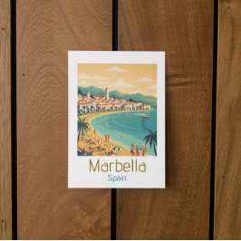 Cartão Postal Colorful Classic Marbella Spain Travel Elegant Art