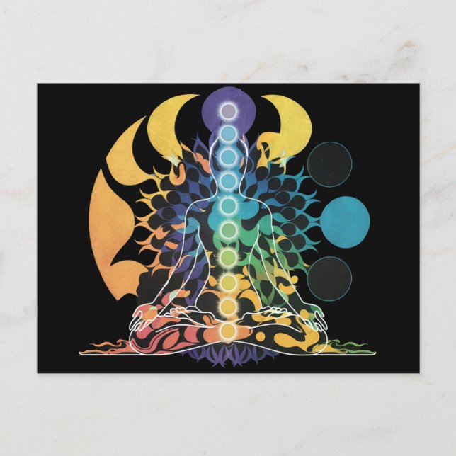 Cartão Postal Colorful Cosmic Chakra Meditation Spiritual Energy (Frente)