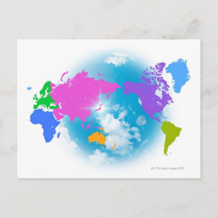 Cartão Postal Colorful Global Map