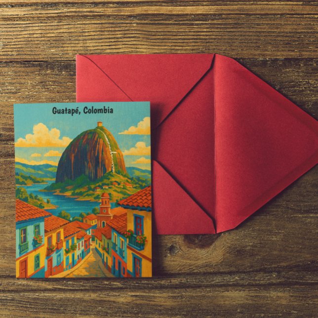 Cartão Postal Colorful Guatape El Penol Rock Colombia  (Colorful Guatape El Penol Rock Colombia Postcard)