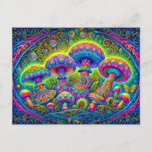 Colorful Mushroom World Psychedelic Fantasy Art