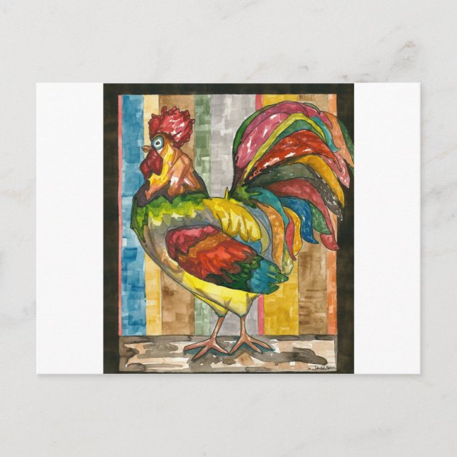 Cartão Postal colorful rooster (Frente)