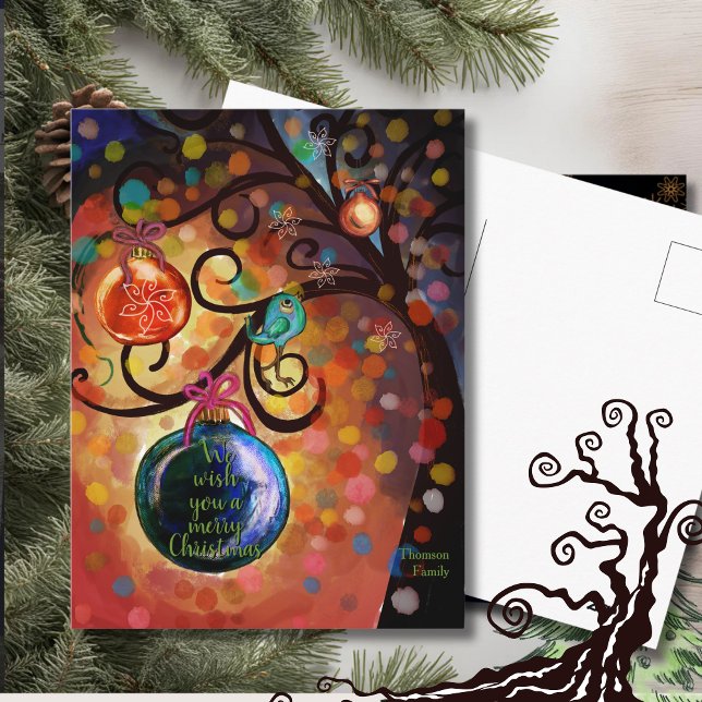 Cartão Postal Colorful Sparkling Christmas Tree Art (Colorful Sparkling Christmas Tree Art Postcard)