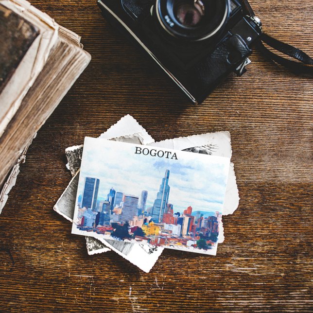 Cartão Postal Colorida Bogota Colombia Cityscape (bogota colombia vintage city postcard)