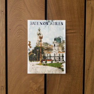 Cartão Postal Colorida Buenos Aires Argentina Skyline