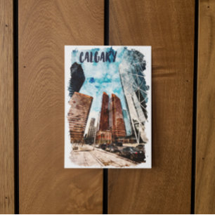 Cartão Postal Colorida Calgary Alberta Cityscape