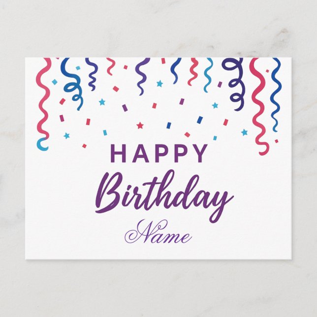 Cartão Postal Colorida Confetti Happy Birthday (Frente)