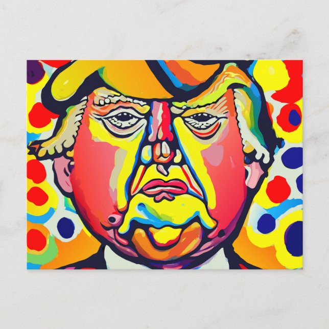 Cartão Postal Colorida Contemporânea Donald Trump Retrato (Frente)