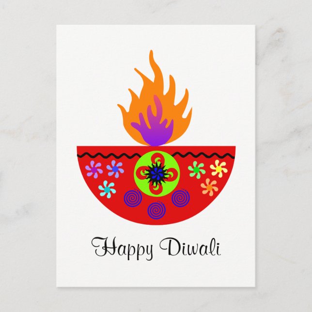 Cartão Postal Colorida Diwali Lamp Diya (Frente)
