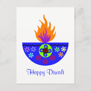 Cartão Postal Colorida Diwali Lamp Diya